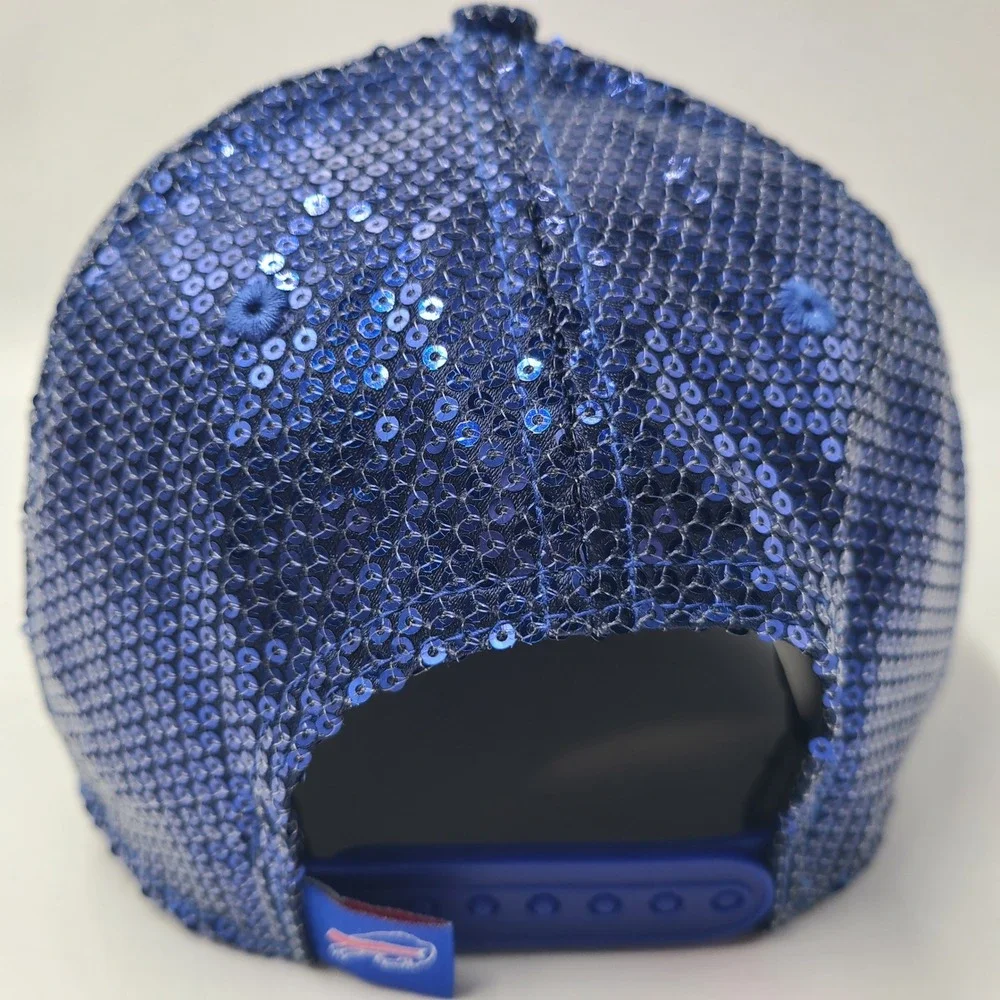 Women Buffalo Bills Hat Snapback New Era 9Forty Blue Red NFL Sequins Script Logo